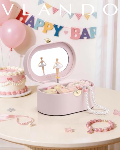 VLANDO Musical Jewelry Box for Girls Kid Music Box with Ballerina for Birthday Bedroom Decor Birthday Gift for Girls Ages 4 5 6 7 812 Year Old Pink - Image 3