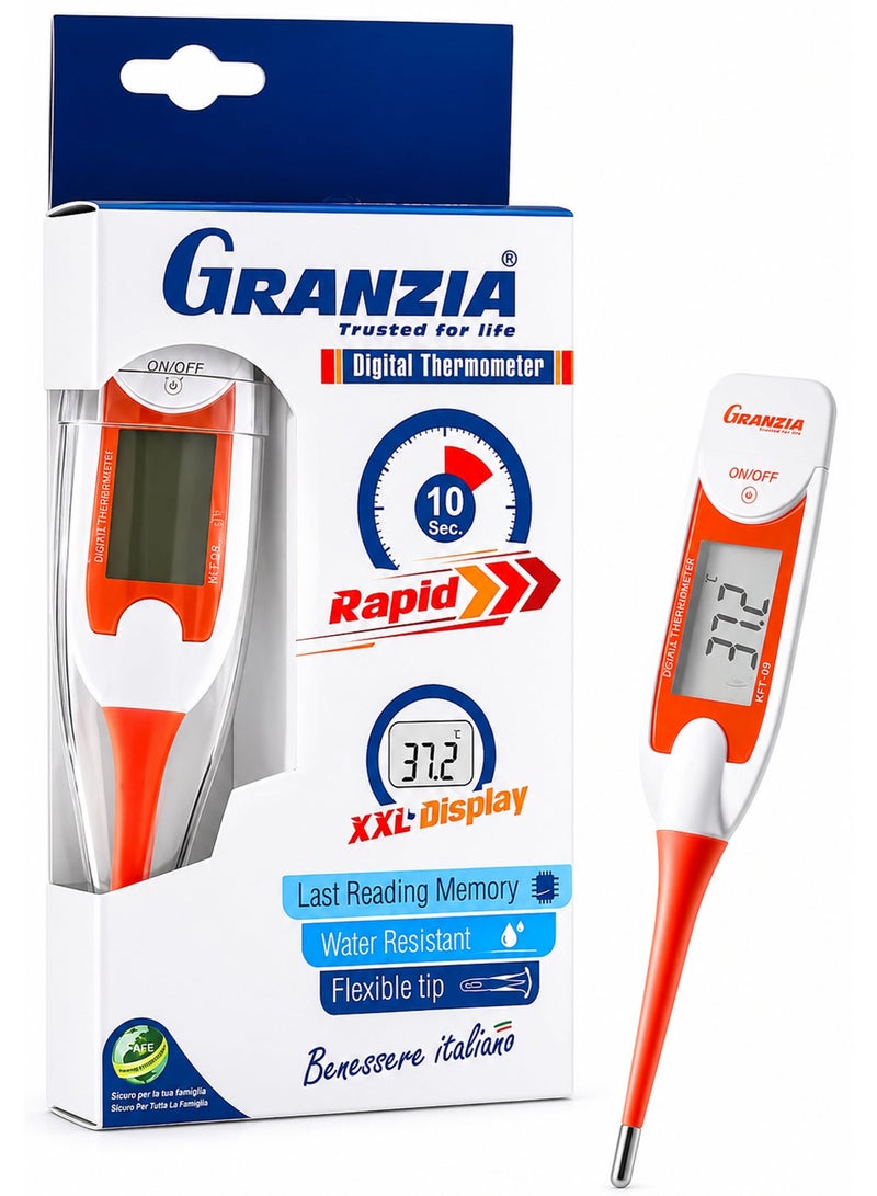 Granzia Tmp 05 – Quick Digital Thermometer for Babies & Children | 10-Second Reading, Flexible Tip, Large Display, Waterproof, Fever Alert, Auto Shut-Off - Image 1