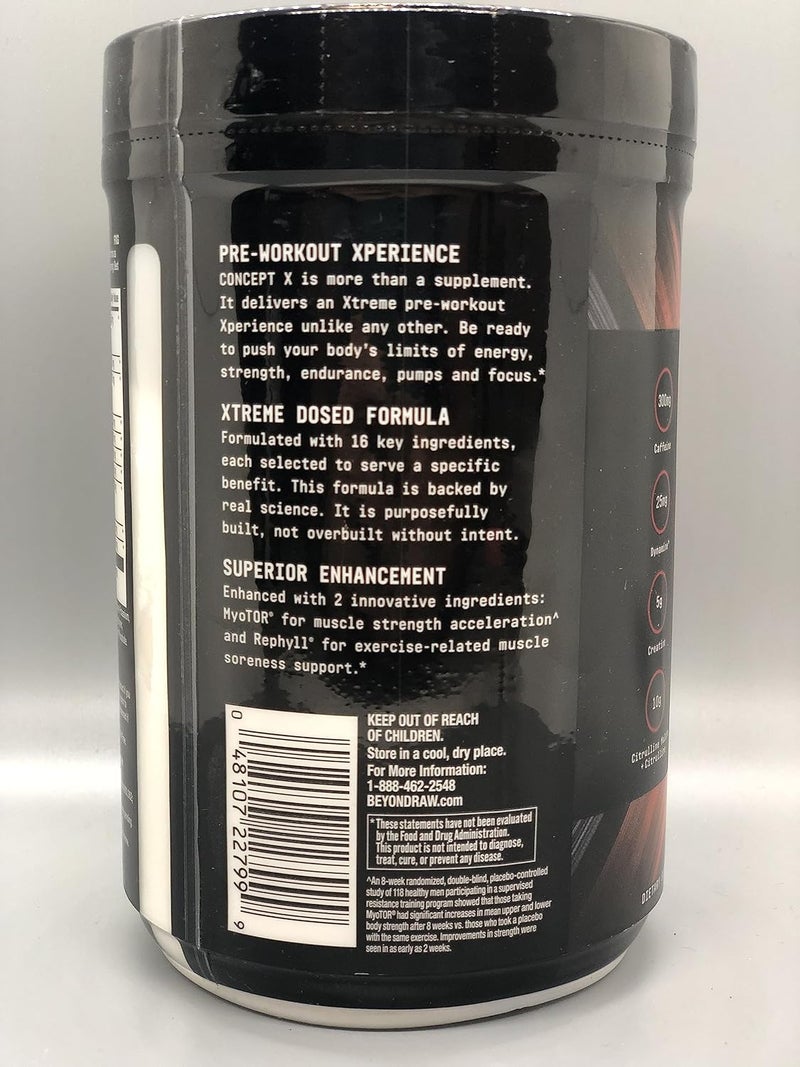 BEYOND RAW Concept X Clinically Dosed PreWorkout Powder Contains Caffeine LCitrulline Creatine and BetaAlanine Gummy Worm Flavor 20 Servings - Image 2