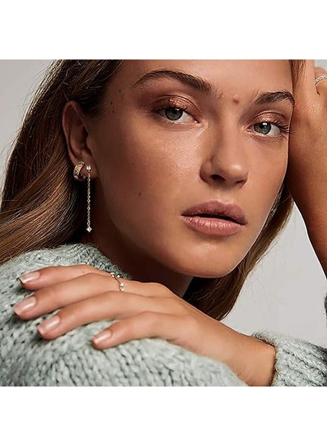 Mevecco Women Huggie Hoop Earrings Gold Ear Stud Cuff 14K Gold Filled Small Boho Beach Simple Delicate Handmade Hypoallergenic Jewelry Gift - Image 2