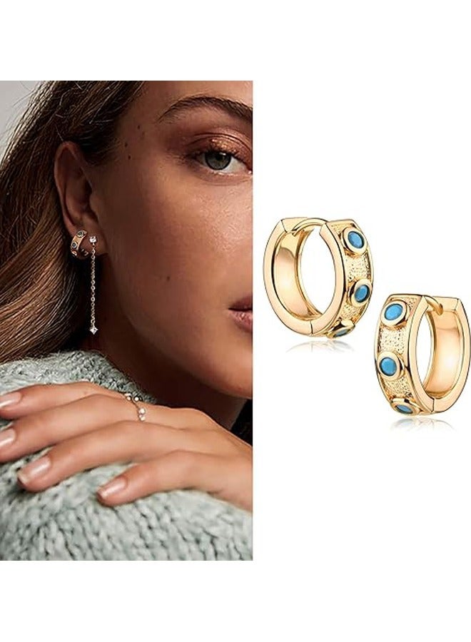 Mevecco Women Huggie Hoop Earrings Gold Ear Stud Cuff 14K Gold Filled Small Boho Beach Simple Delicate Handmade Hypoallergenic Jewelry Gift - Image 3