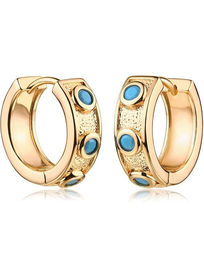 Mevecco Women Huggie Hoop Earrings Gold Ear Stud Cuff 14K Gold Filled Small Boho Beach Simple Delicate Handmade Hypoallergenic Jewelry Gift - Image 1