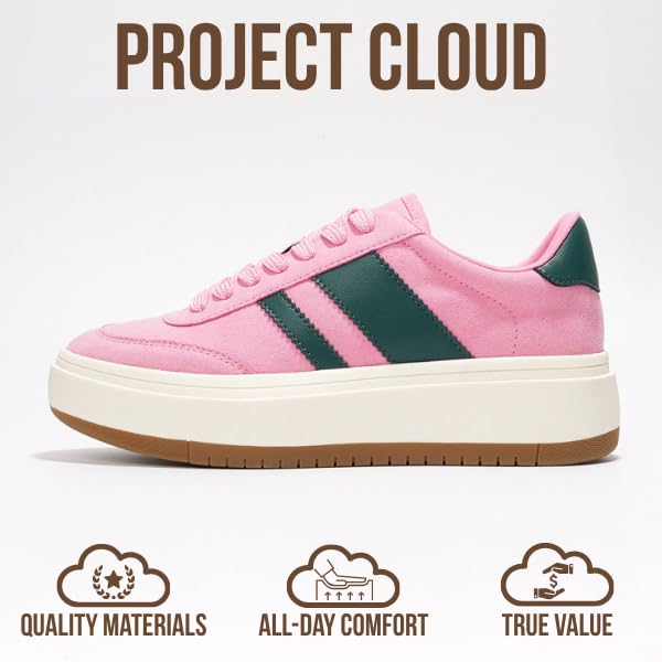 Project Cloud أحذية رياضية بمنصة Cloud للنساء من Project Cloud - أحذية رياضية نسائية خفيفة الوزن ونعل داخلي من الإسفنج الذكي - أحذية رياضية عصرية مضادة للانزلاق للنساء - أحذية نسائية عصرية ذات نعل سميك (Nita Pink 6.5) - Image 3