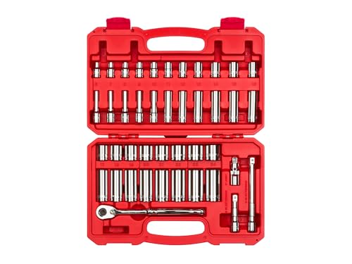 TEKTON 3/8 Inch Drive 6-Point Socket and Ratchet Set, 42-Piece (6-24 mm) | SKT15201 - Image 1