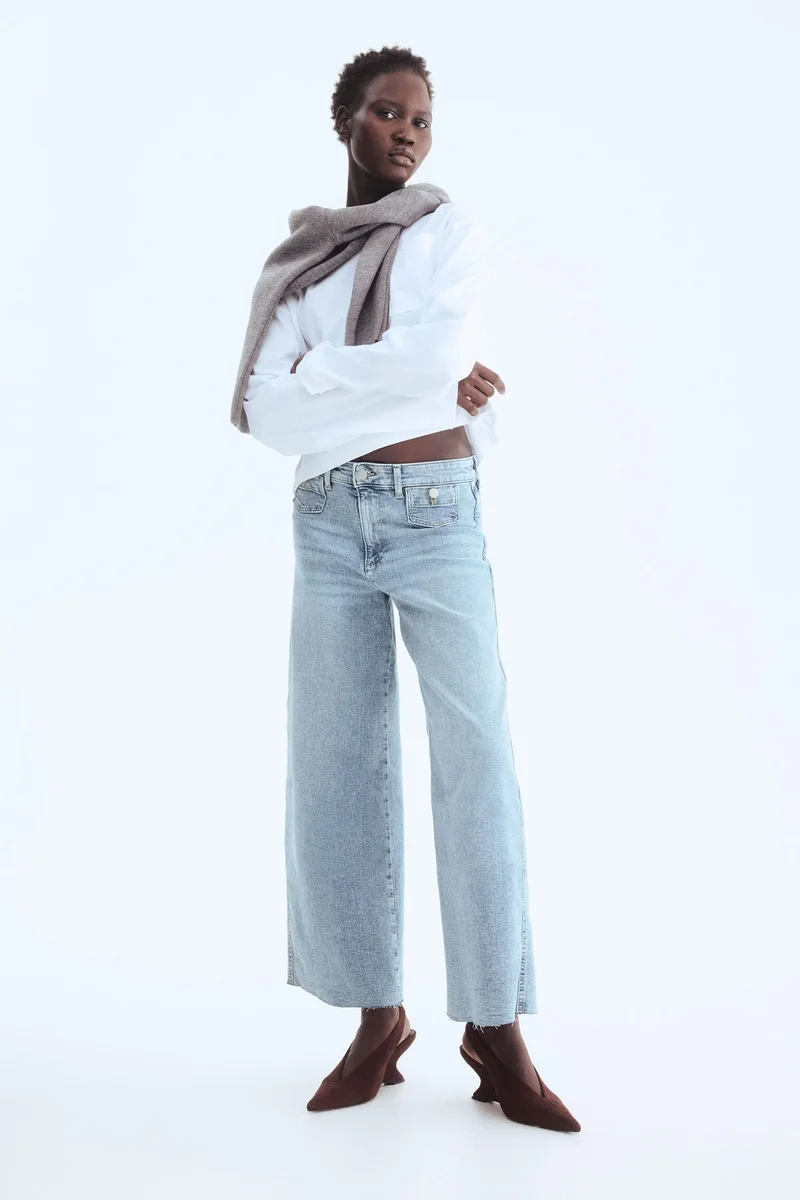 H&M Wide High Waist Ankle Jeans