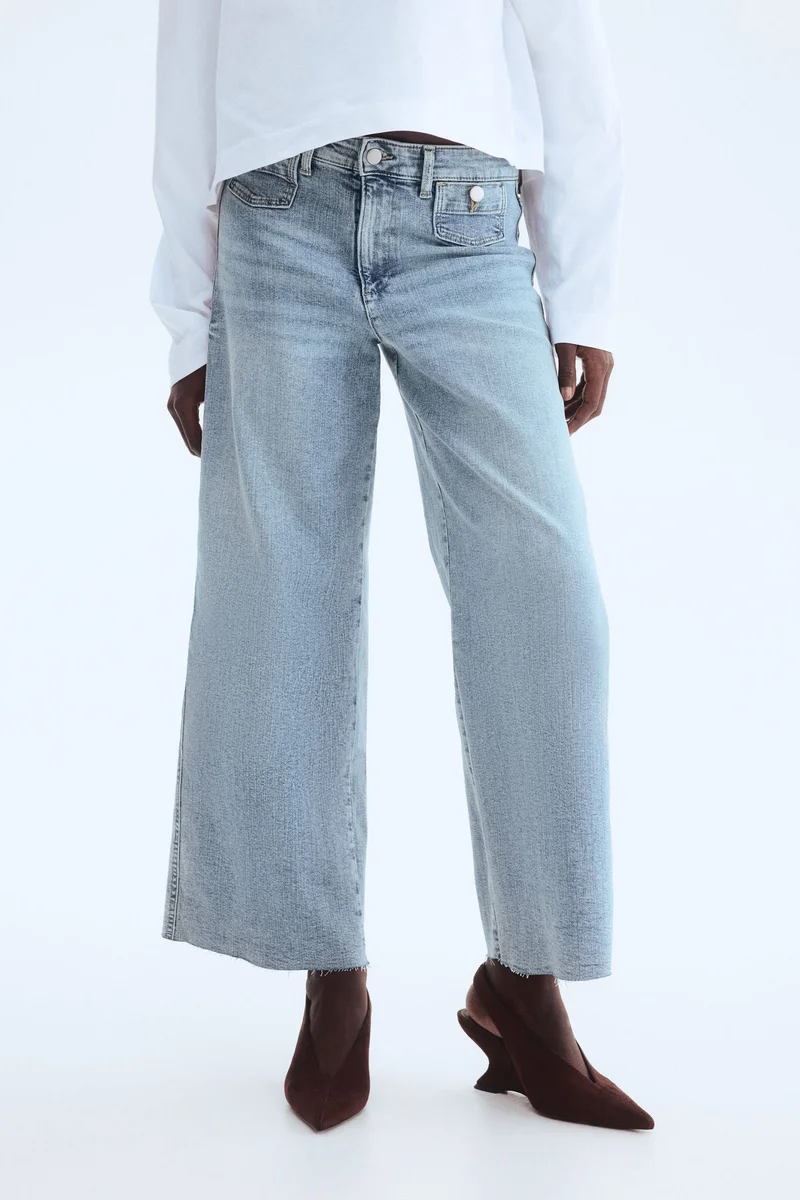 H&M Wide High Waist Ankle Jeans