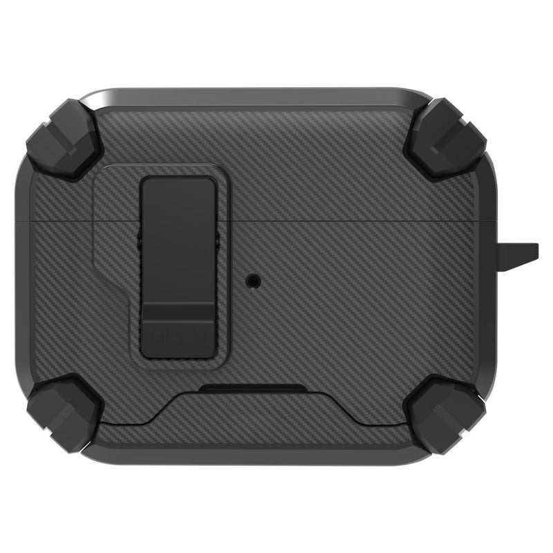 For AirPods Pro 3 LeReach Mega Series Fiber Armor Edition Wireless Earphone Case with Holder(Black)