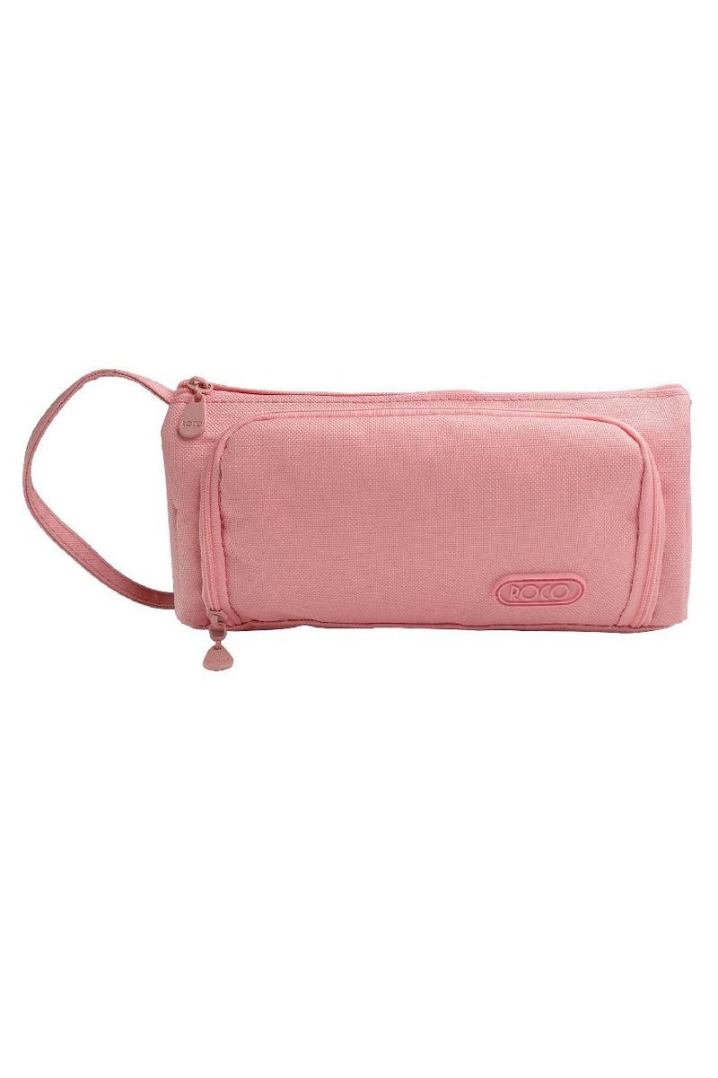 Soft Pencil Case Top and Side Opening2 Compartment Peach