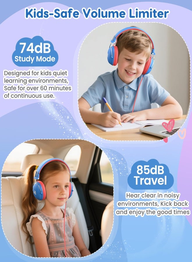 awatrue Kids Headphones,Wired Toddler Headphones with Volume Limit(74/85dB),Lightweight & Comfortable Stereo Childs Headset,3.5mm Jack,Cute Q-Style Durable On-Ear Headphone for School/Home/Travel - Image 2