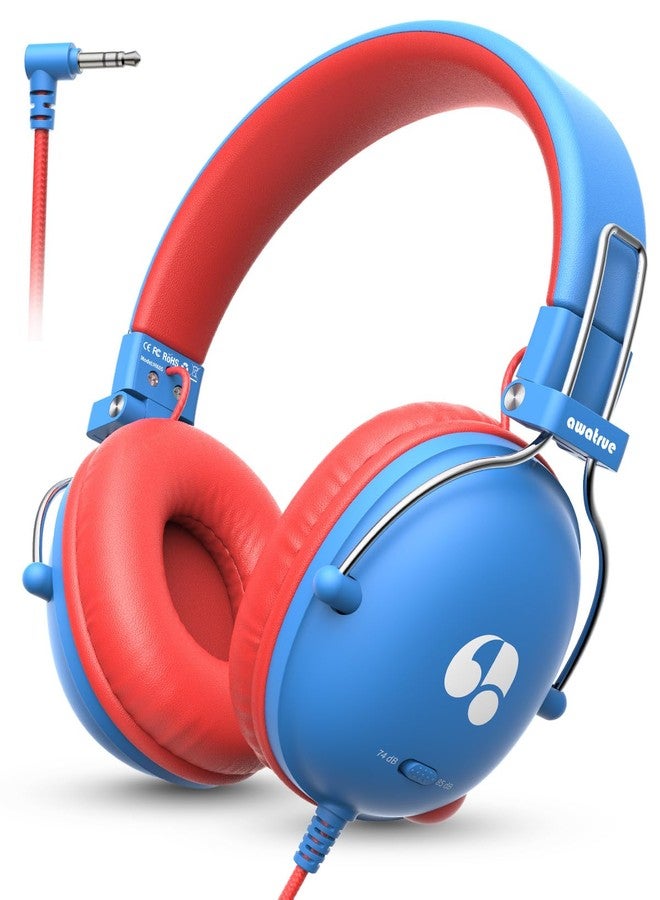 awatrue Kids Headphones,Wired Toddler Headphones with Volume Limit(74/85dB),Lightweight & Comfortable Stereo Childs Headset,3.5mm Jack,Cute Q-Style Durable On-Ear Headphone for School/Home/Travel - Image 1