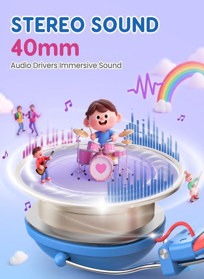 awatrue Kids Headphones,Wired Toddler Headphones with Volume Limit(74/85dB),Lightweight & Comfortable Stereo Childs Headset,3.5mm Jack,Cute Q-Style Durable On-Ear Headphone for School/Home/Travel - Image 3