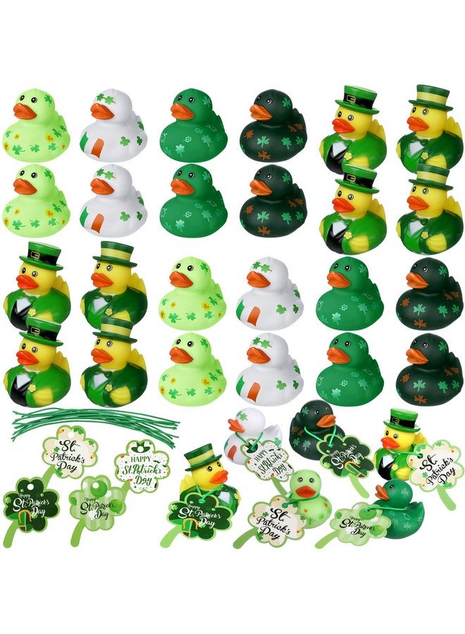 Jerify 12 Set St. Patrick's Day Rubber Ducks with St. Patrick's Day Gift Cards 2 Inch Irish Shamrock Rubber Ducks Holiday Duck Toys for Carnival Party Favor - Image 1