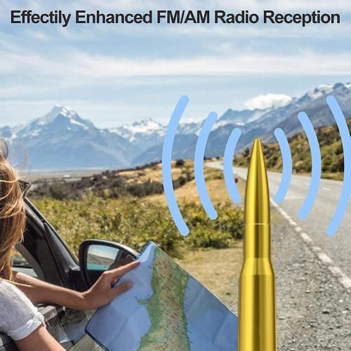 CZSWCH 50 Cal Truck Bullet Antenna Compatible with Ford F150 F250 F350 Raptor Bronco/Dodge RAM 1500 2500 3500/Chevrolet Silverado & GMC Sierra-Short Replacement Antenna 1990 - Current (Golden) - Image 4