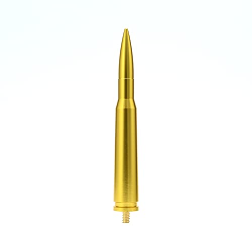 CZSWCH 50 Cal Truck Bullet Antenna Compatible with Ford F150 F250 F350 Raptor Bronco/Dodge RAM 1500 2500 3500/Chevrolet Silverado & GMC Sierra-Short Replacement Antenna 1990 - Current (Golden) - Image 1