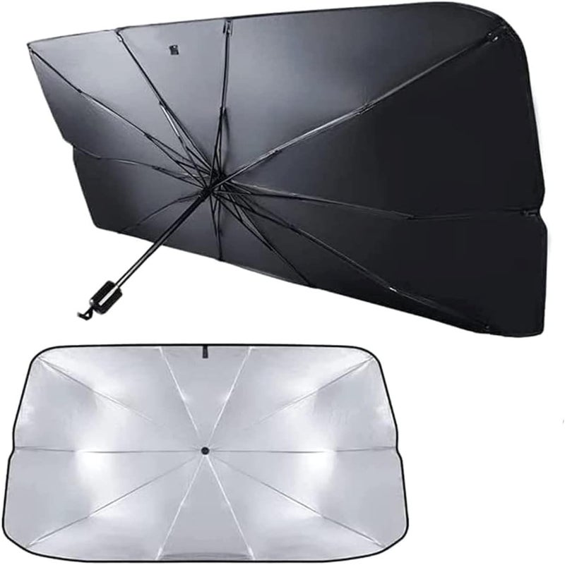 Kwak's Car Windshield Sun Shade Foldable Umbrella Sun Shade for Car Front Window Cover Visor Sun Shade Block UV Keep Car Cool (M(74x140CM)) - Image 1