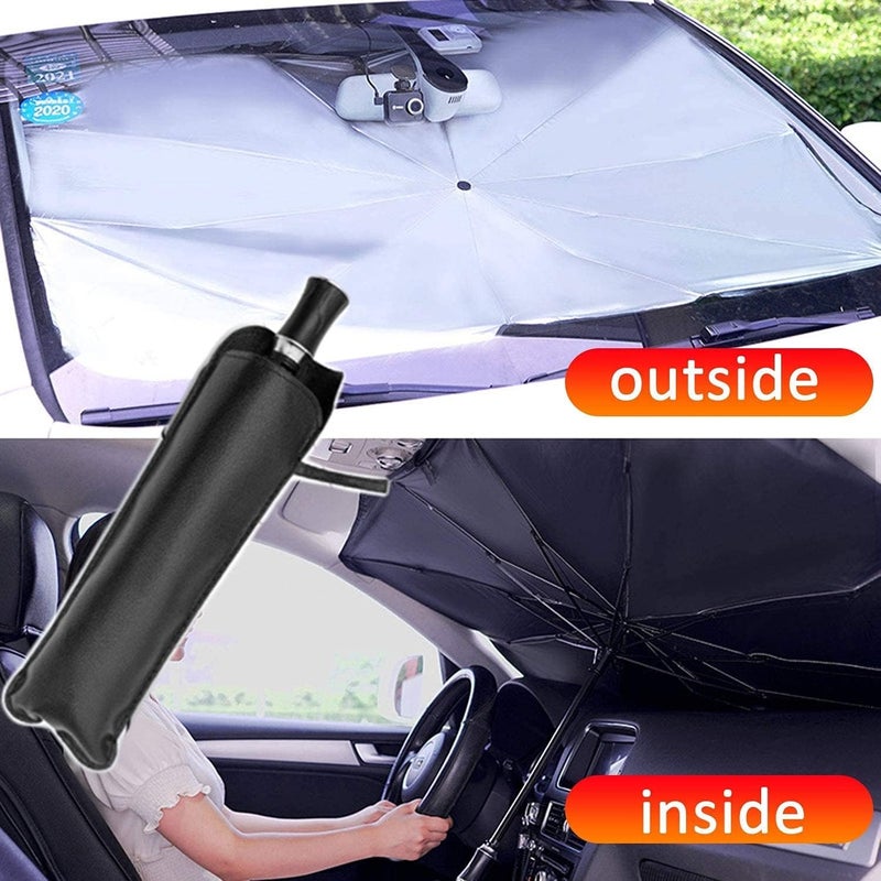 Kwak's Car Windshield Sun Shade Foldable Umbrella Sun Shade for Car Front Window Cover Visor Sun Shade Block UV Keep Car Cool (M(74x140CM)) - Image 2