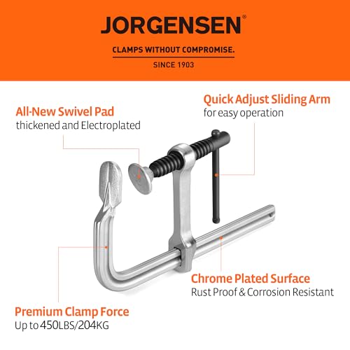 Jorgensen مشابك بار جورنغن، مشابك بار فولاذية مطروقة ثقيلة 6 بوصة للعمل الخشبي واللحام، عبوة 2 - Image 2