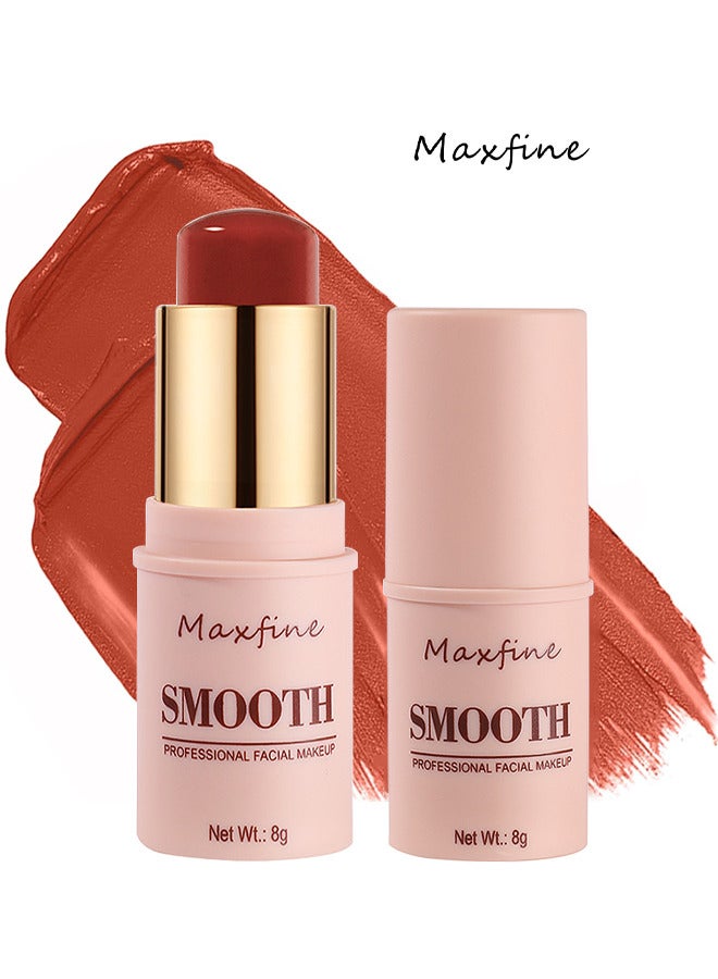 ماكس فاين عصا مكياج الوجه الاحترافية الناعمة ، الخدين والشفاه والعينين ، أحمر الخدود الكريمي 3 في 1 ، الاحتفاظ بالمكياج المرطب والدقيق طويل الأمد ، عصا مكياج للنساء (أحمر الفاوانيا) - Image 1