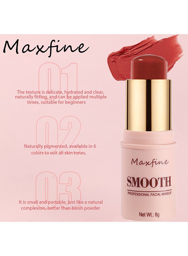 ماكس فاين عصا مكياج الوجه الاحترافية الناعمة ، الخدين والشفاه والعينين ، أحمر الخدود الكريمي 3 في 1 ، الاحتفاظ بالمكياج المرطب والدقيق طويل الأمد ، عصا مكياج للنساء (أحمر الفاوانيا) - Image 3