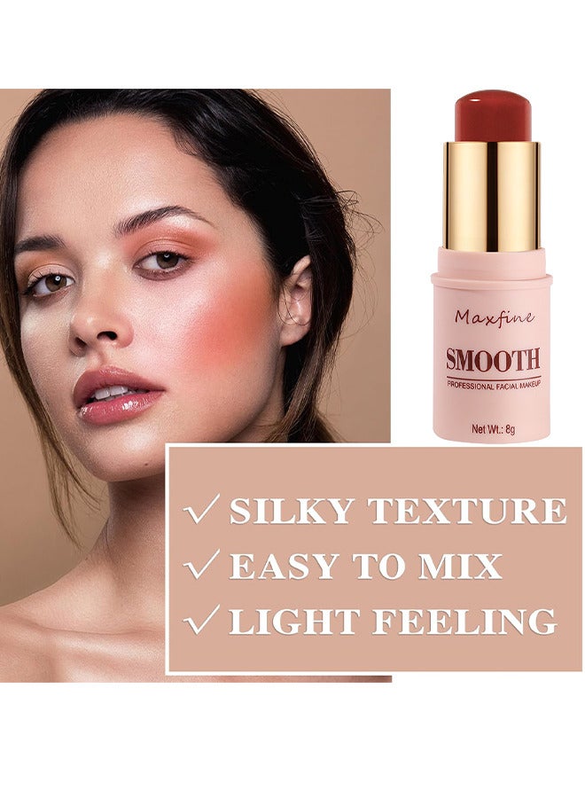 ماكس فاين عصا مكياج الوجه الاحترافية الناعمة ، الخدين والشفاه والعينين ، أحمر الخدود الكريمي 3 في 1 ، الاحتفاظ بالمكياج المرطب والدقيق طويل الأمد ، عصا مكياج للنساء (أحمر الفاوانيا) - Image 5