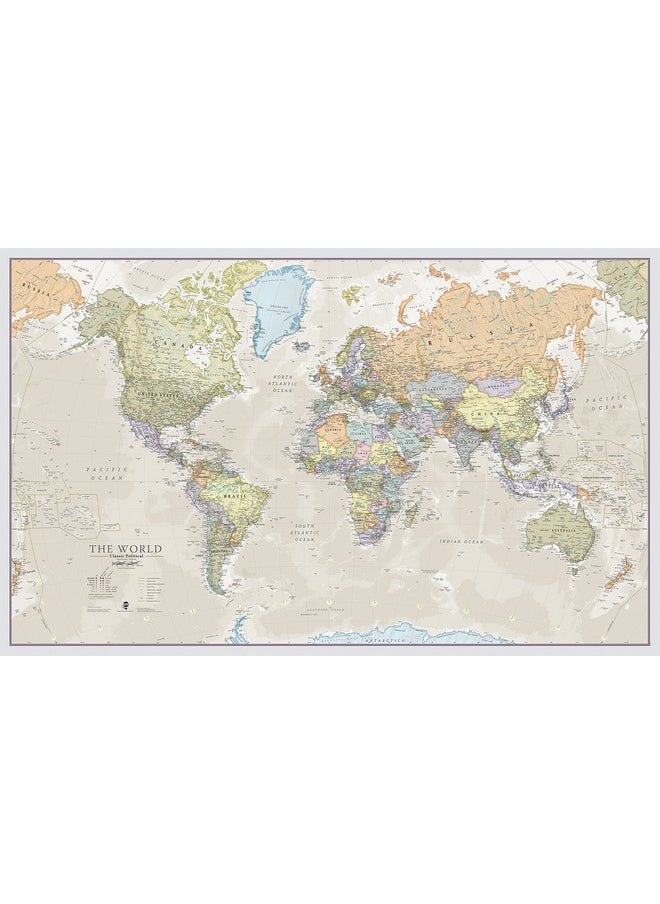 Maps International Giant World Map - Classic Large World Map Poster - Laminated - 46 (H) X 77.5 (W)  - Image 1