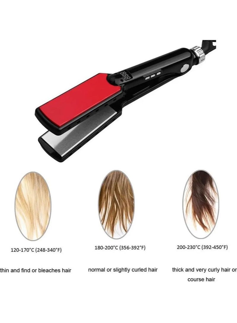 and Curler 2 in 1 Ceramic Flat Iron with 6 Heat Settings Adjustable Temperature and Heats Up Fast
