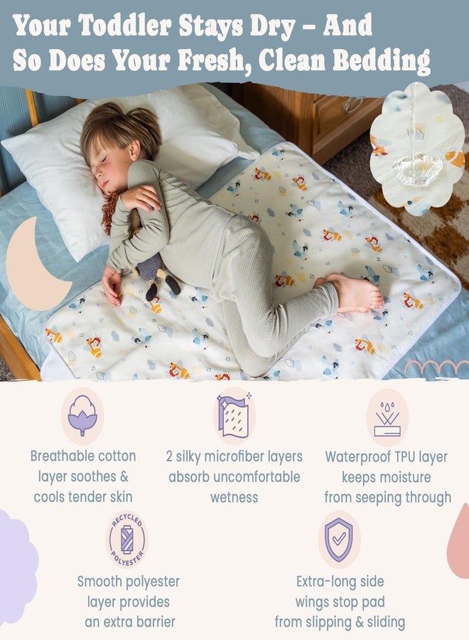Snugglekid Tuckable Side Bed Wetting Pads Toddlers, Reusable Washable Waterproof Baby Potty Training Pee Pads Sheet Protector Kids, 5 Absorbent Layers, Exclusive No-Slip, 39"x 29" Fits Twin Airplane Print - Image 2