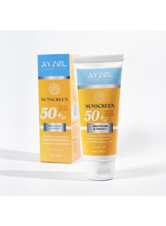 مستحضرات أيزل واقي شمس بعامل حماية ٥٠+ PA+++ لأشعة الشمس فوق البنفسجية الطويلة والمتوسطة الطيف | مرطب للوجه مُعزز للكولاجين، بدون لمعان، ترطيب مكثف يدوم حتى ٢٤ ساعة، فيتامينات متعددة مع النياسيناميد وحمض الهيالورونيك، غير دهني، ٥٠ غرام - Image 4