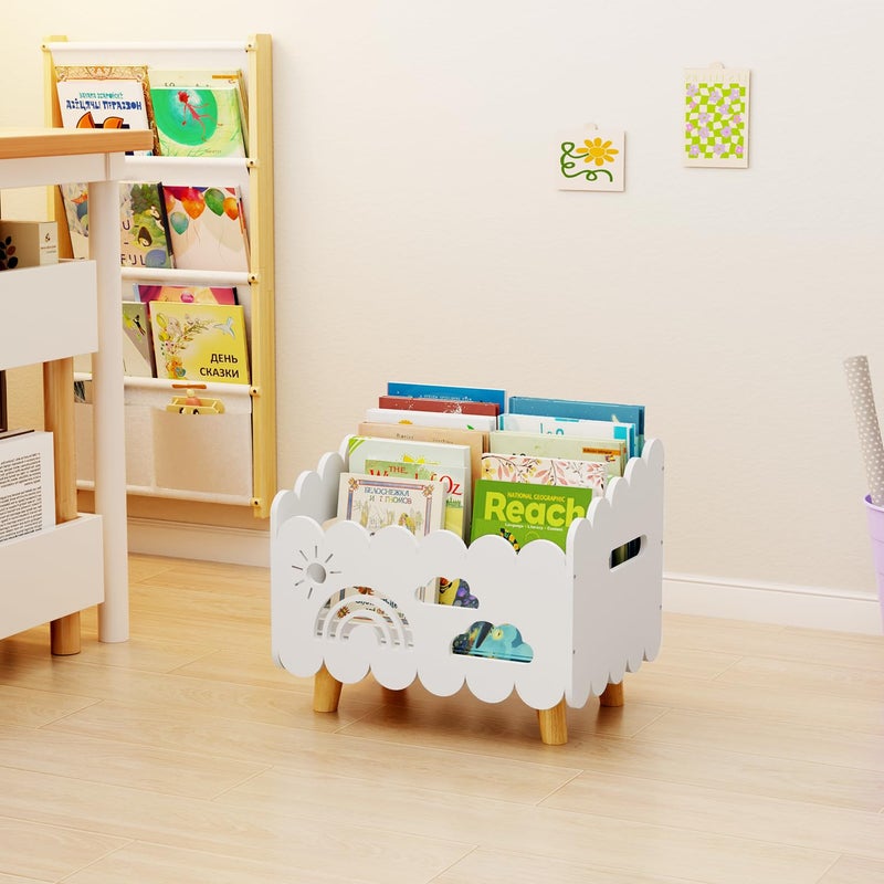 BPMFDTNL Wood Kids Bookshelf, Montessori Bookshelf, With 2 Adjustable Dividers, Suitable Kids Rooms, Nursery & Classroom, Kids Bookshelf And Toy Storage, Toddler Book Rack, Nursery Book Shelves, Kids Bookcase - Image 4