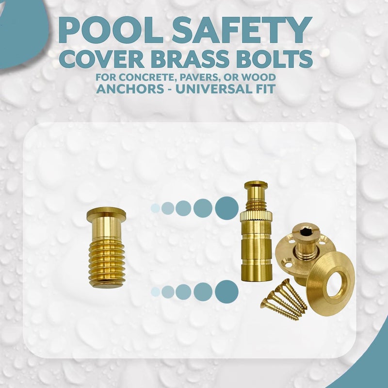 Bargain Brass Poolzilla 100 Pack Pool Safety Cover Threaded Brass Insert Screw Bolt for Anchor - Image 5