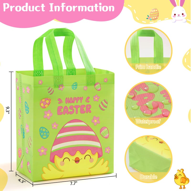 STYPOP 16 Pack 9" Easter Bags for Kids, Non-Woven Gift Bags with Handles, Reusable Easter Baskets for Kids Egg Hunts/Party Favor Supplies, 9.3"*7.7"*4.3" - Image 2