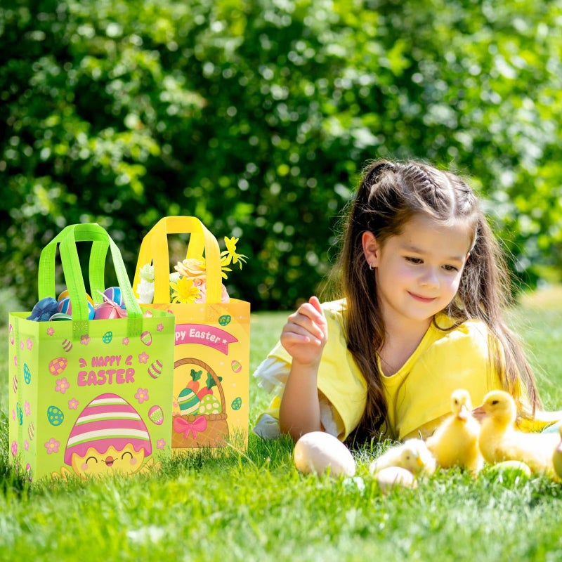 STYPOP 16 Pack 9" Easter Bags for Kids, Non-Woven Gift Bags with Handles, Reusable Easter Baskets for Kids Egg Hunts/Party Favor Supplies, 9.3"*7.7"*4.3" - Image 5