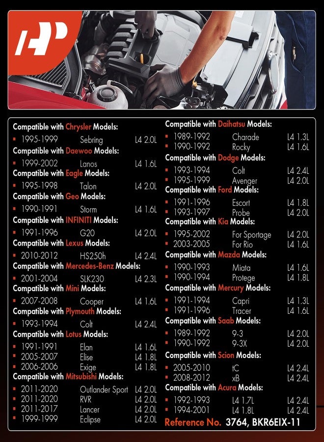 أ-بريميوم شمعات إشعال إيريديوم بلاتينيوم فائقة الجودة، متوافقة مع سيارات تويوتا كامري، وهوندا سيفيك، ونيسان سنترا، وسوبارو أوت باك، وكيا سبورتاج، وميني كوبر، ودودج أفنجر، وإنفينيتي جي 20، وميتسوبيشي، عبوة من 4 قطع - Image 2