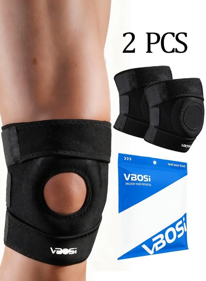 Knee Brace Pair, Dual-Strap Compression & Patella Support – Meniscus Protection, ACL/MCL Relief – Breathable Neoprene for Running, Basketball, Cycling