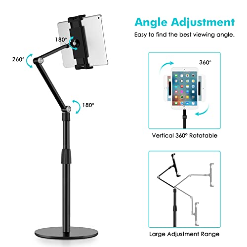 Viozon Tablet Phone Overhead Stand, Height & 360 Degree Angle Adjustable, Aluminum Desktop Stand, Compatible with 3.5-11" Cellphone or Tablet Such as iPhone iPad Pro Air Mini, Samsung, Nexus(AP-4P-B) - Image 3