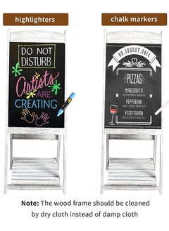 Generic A Frame Chalkboard Sign Vintage Shop Chalkboard Easel Pavement Sign Freestanding Chalkboard Message Board with Display Shelf for Storefronts Coffee House Bar Party Wedding  - Image 4