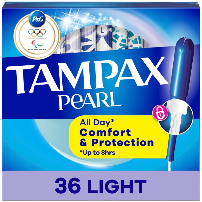 Tampax تامباكس بيرل تامبون للنساء، مع حافة تسرب، امتصاص خفيف، بدون رائحة، 36 قطعة - Image 1