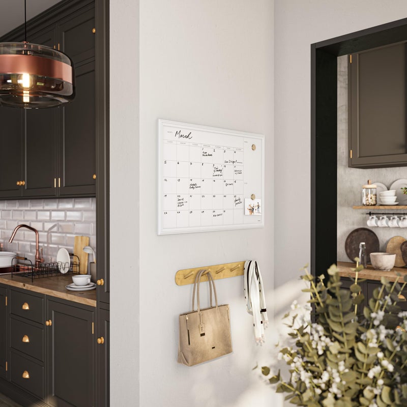 U Brands لوحة تقويم بيضاء قابلة للمسح الجاف مغناطيسية من U Brands، 30" × 20"، إطار بتصميم خشب أبيض، تشمل مغناطيسات - Image 5