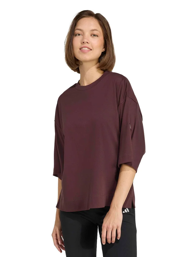 اديداس تيشيرت فضفاض فاخر ناعم لجميع المواسم