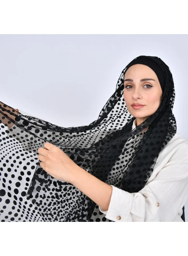 HAWRAA ABAYA Chiffon scarf with velvet circles