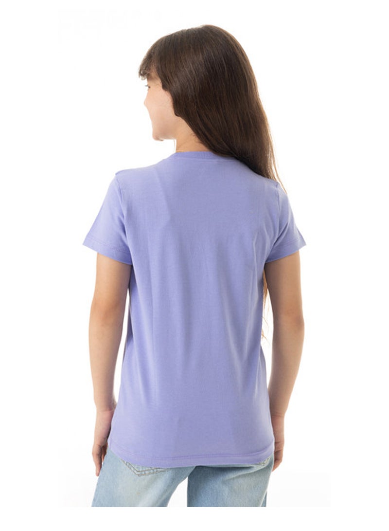 Andora "Sweet" Printed Cotton Slip On Girls T-Shirt - Lavender - Image 2