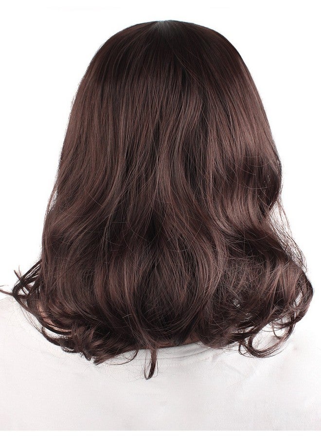 MapofBeauty Daily Use Side Bangs Medium Curly Wig (Dark Brown) - Image 3
