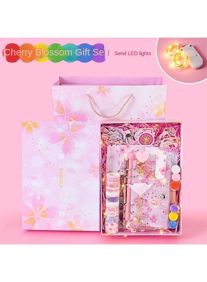 Bluejw Dream Cherry Blossom Quicksand Hand Ledger Simple Ins Style Girl Cute Loose-leaf Detachable Net Red Hand Ledger Suit - Image 1