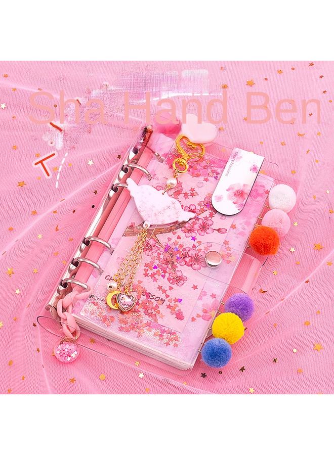Bluejw Dream Cherry Blossom Quicksand Hand Ledger Simple Ins Style Girl Cute Loose-leaf Detachable Net Red Hand Ledger Suit - Image 2