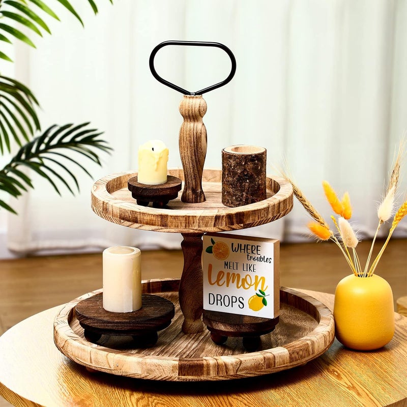 Amyhill 3 Pcs 5/4/3 Inch Wooden Risers for Display Wood Pedestal Stand Mini Tray Stand Round Wooden Pedestal Holder Rustic Buffet Cake Riser for Decor Tiered Tray Decor Home Kitchen(Brown) - Image 3