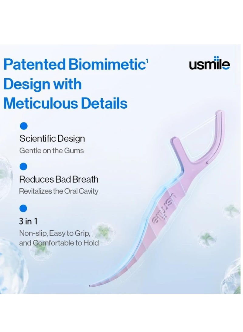 usmile Twin-line Freshening Anti-caries Dental Floss Toothpicks Teeth Stick Tooth Cleaning Interdental Oral Care (Anti-caries - 200 Count, Pack of 4) - Image 2