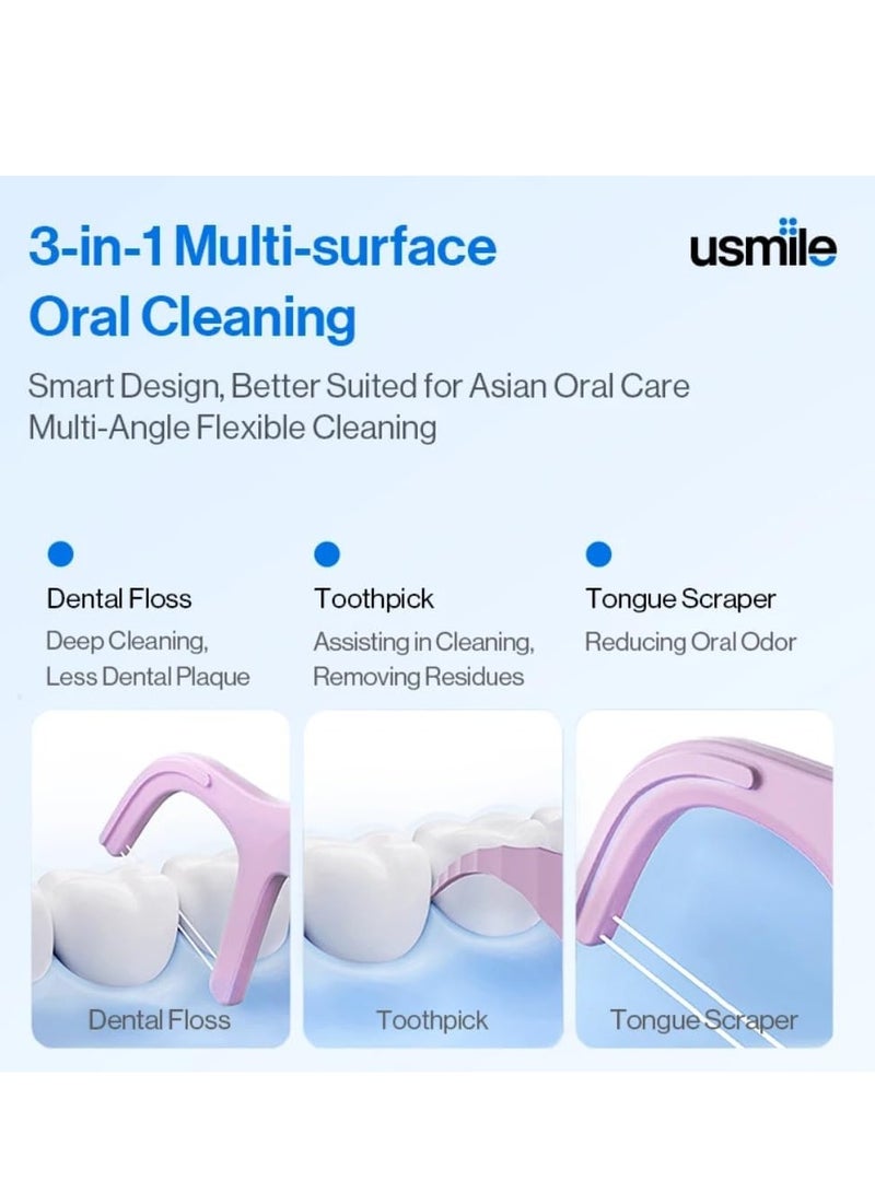 usmile Twin-line Freshening Anti-caries Dental Floss Toothpicks Teeth Stick Tooth Cleaning Interdental Oral Care (Anti-caries - 200 Count, Pack of 4) - Image 4