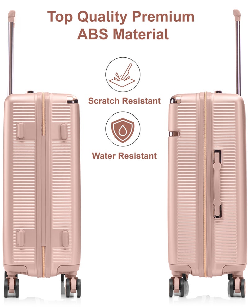 SENATOR hard case medium checked luggage trolley for unisex abs lightweight 4 double wheeled suitcase with built in tsa type lock a5123 milk pink - Image 3