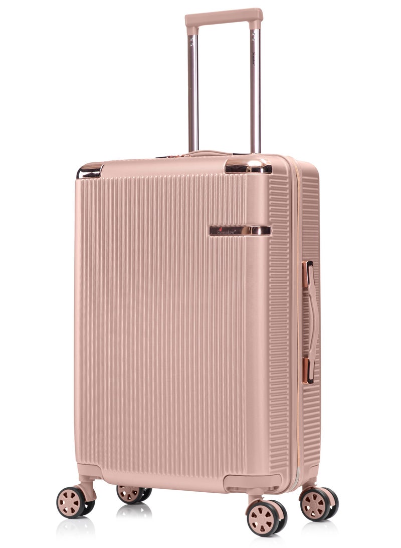SENATOR hard case medium checked luggage trolley for unisex abs lightweight 4 double wheeled suitcase with built in tsa type lock a5123 milk pink - Image 1