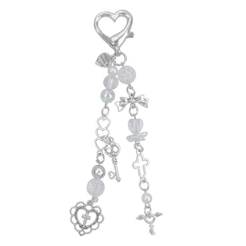Homvog Cute Keychain Aesthetic Y2K Keychain Accessories Cute Heart Butterfly Strawberry Bear Key Chain for Keys Bags Women Gifts (1PCS Keys Heart) - Image 1